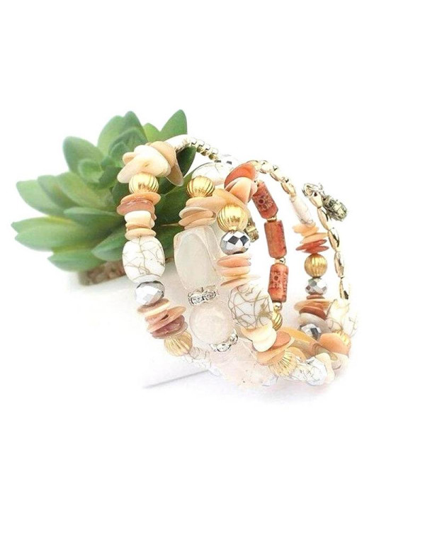 Jewels Galaxy White & Gold-Toned Copper-Plated Stone-Studded Multi-Strand Bracelet 49021