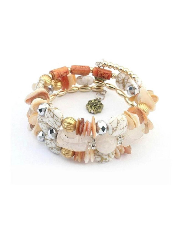 Jewels Galaxy White & Gold-Toned Copper-Plated Stone-Studded Multi-Strand Bracelet 49021