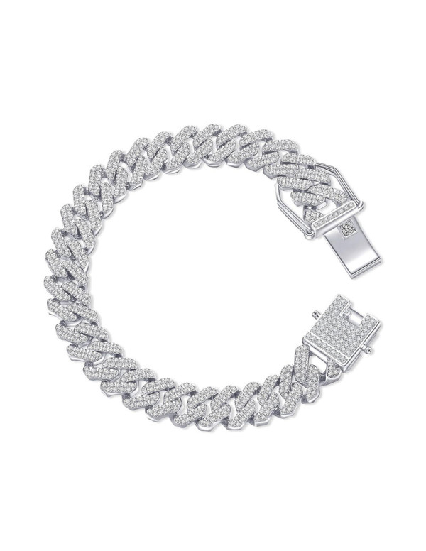 Jewels Galaxy Miami Link Silver Plated Stainless Steel Cuban Bracelet