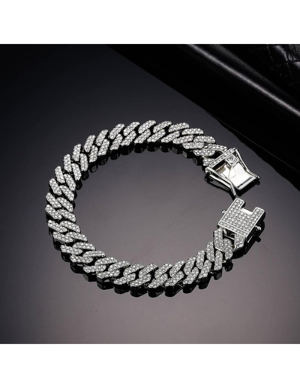 Jewels Galaxy Miami Link Silver Plated Stainless Steel Cuban Bracelet