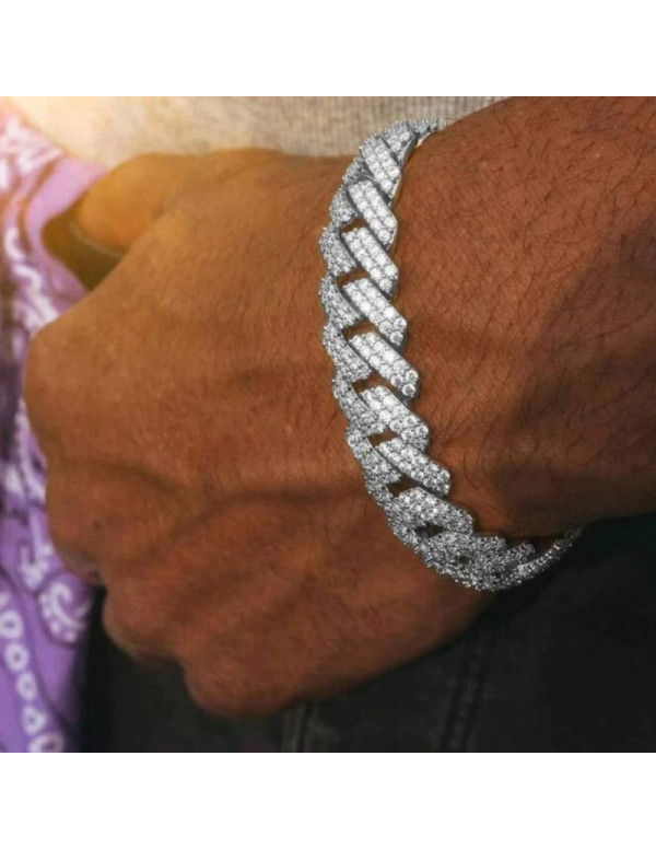 Jewels Galaxy Miami Link Silver Plated Stainless Steel Cuban Bracelet