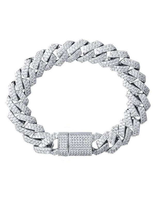 Jewels Galaxy Miami Link Silver Plated Stainless Steel Cuban Bracelet