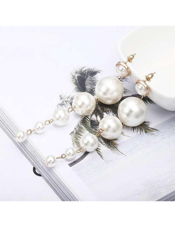 Jewels Galaxy Scintillating Chunky Statement Pearl Drop Earrings For Women/Girls 45061