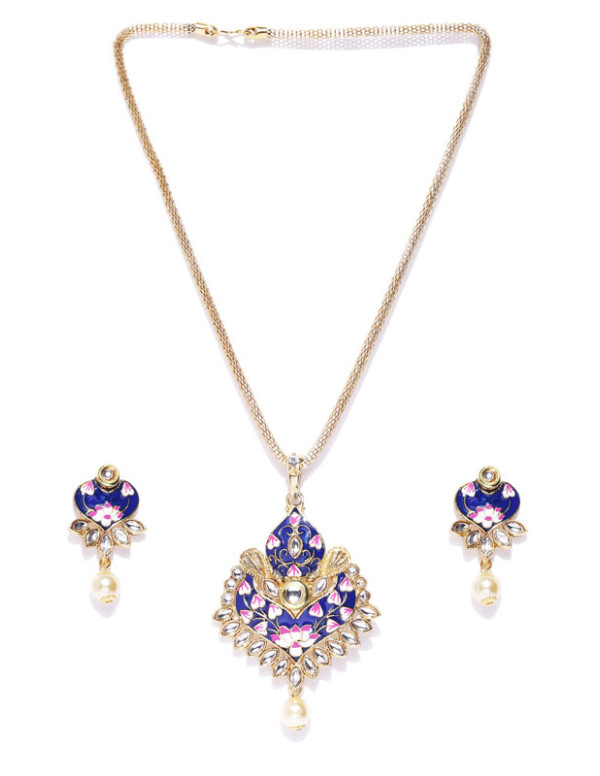 Jewels Galaxy Blue Gold Plated Ad studded Pendant ...