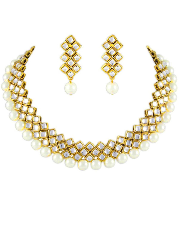 Jewels Galaxy Mesmerizing Kundan & Pearl Gold ...