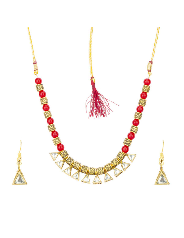 Jewels Galaxy Red Gold Plated Stone Studded & ...