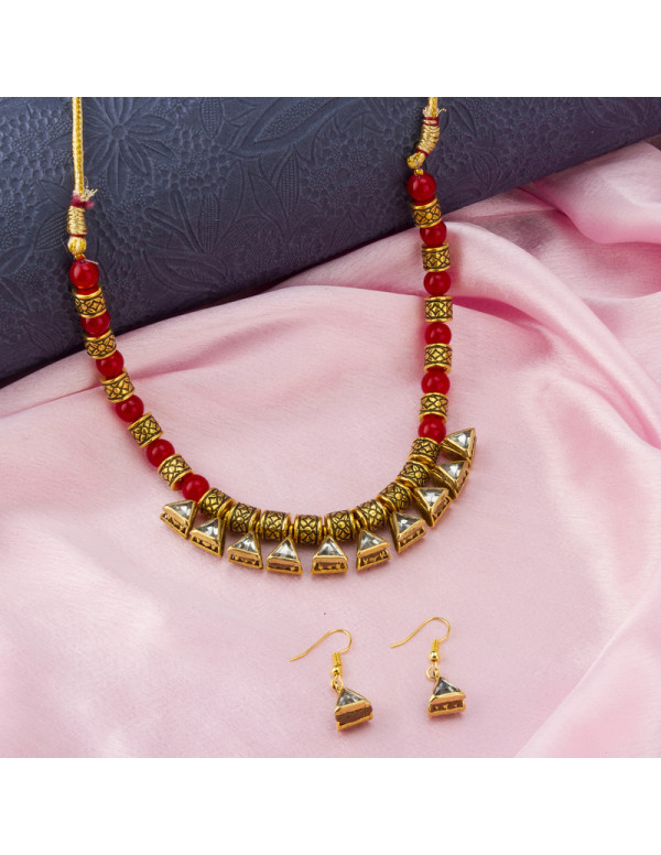 Jewels Galaxy Red Gold Plated Stone Studded & ...