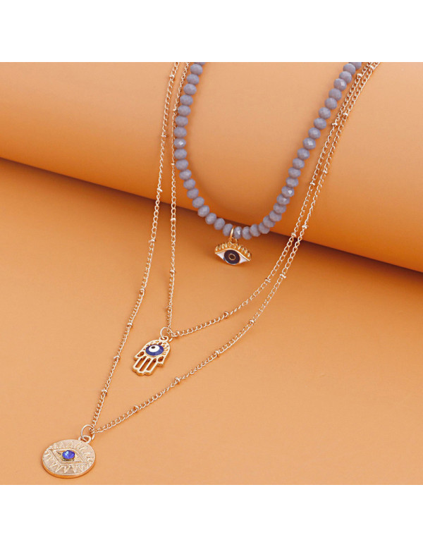 Jewels Galaxy Jewellery For Women Gold Plated Gold-Toned Evil Eye and Buddha Hand Layered Necklace