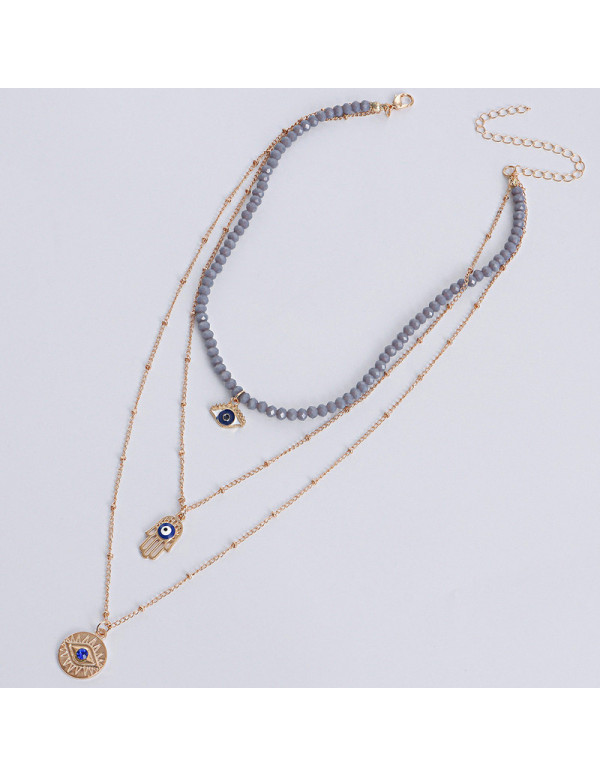 Jewels Galaxy Jewellery For Women Gold Plated Gold-Toned Evil Eye and Buddha Hand Layered Necklace