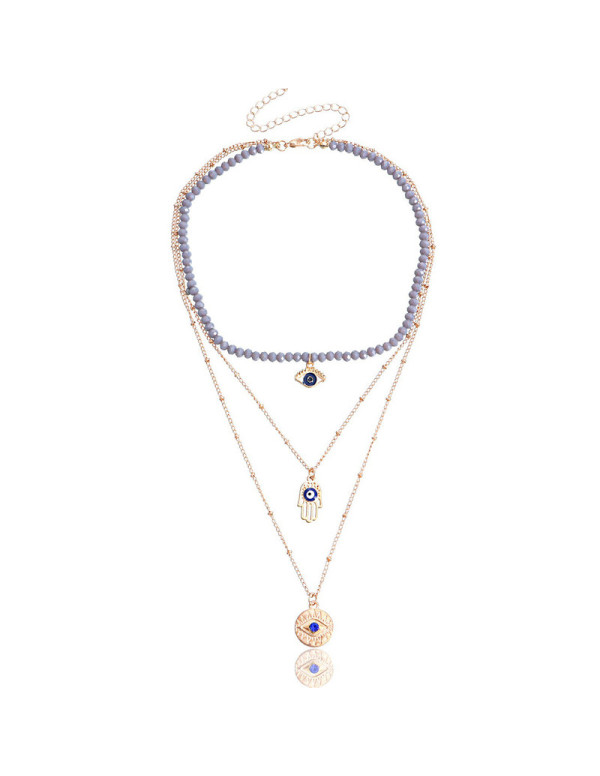 Jewels Galaxy Jewellery For Women Gold Plated Gold-Toned Evil Eye and Buddha Hand Layered Necklace