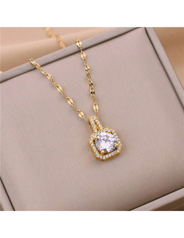 Jewels Galaxy Gold Plated Stainless Steel CZ Squar...