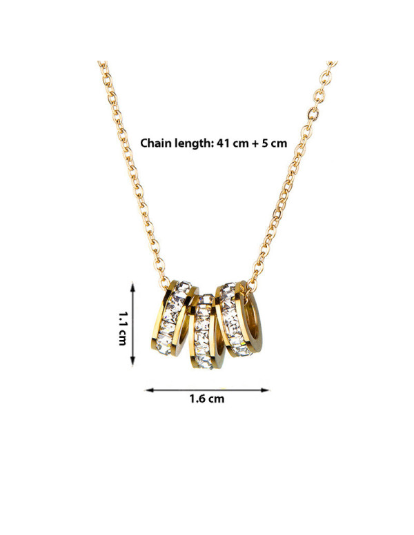 Jewels Galaxy Gold Plated Stainless Steel Anti Tarnish CZ Cylindrical Pendant with 3 Loops