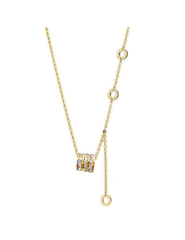 Jewels Galaxy Gold Plated Stainless Steel Cubic Zirconia Pendant with Hanging Loop