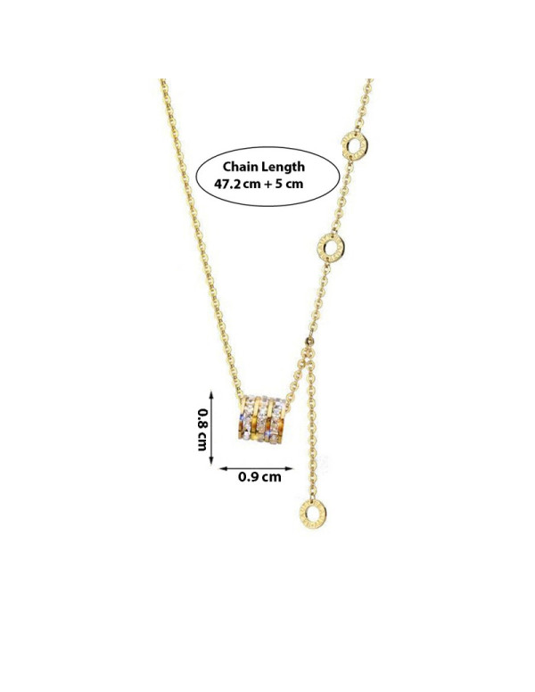 Jewels Galaxy Gold Plated Stainless Steel Cubic Zirconia Pendant with Hanging Loop