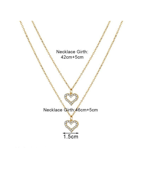 Jewels Galaxy Gold Plated Korean Dual Hearts AD Layered Pendant