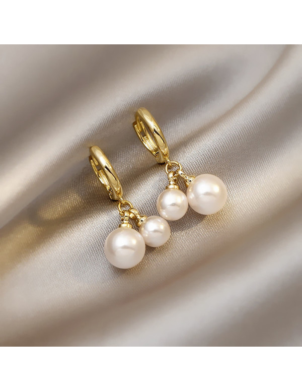 Jewels Galaxy Gold Plated Amazing Korean Twin Pearls Drop Earrings