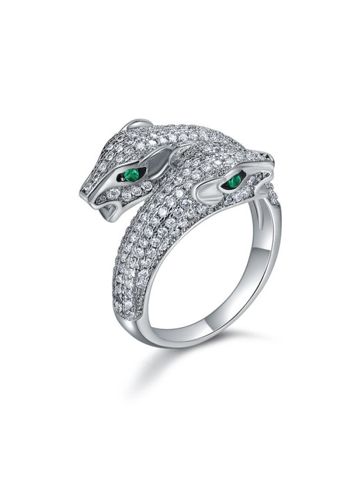 Designs By Jewels Galaxy American Diamond Rhodium Plated Jaguar inspired Premium Ring 65000