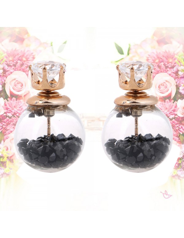 Jewels Galaxy Gold Plated Black Glass Stud Earrings 225