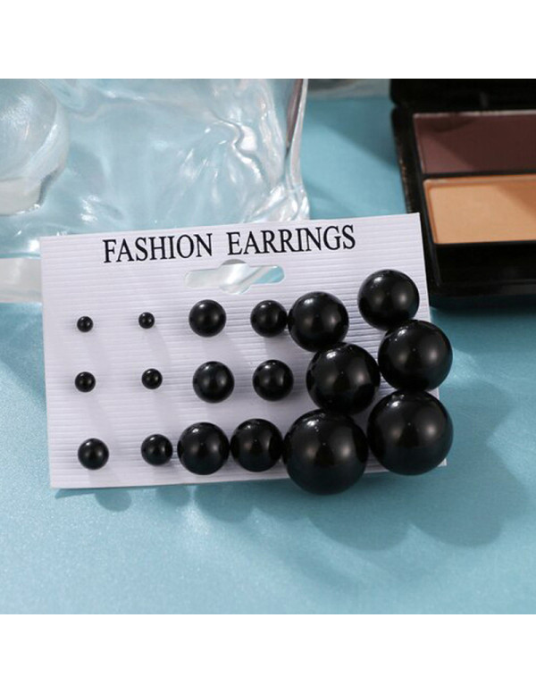 Jewels Galaxy Black Silver Plated Stud Earrings Se...