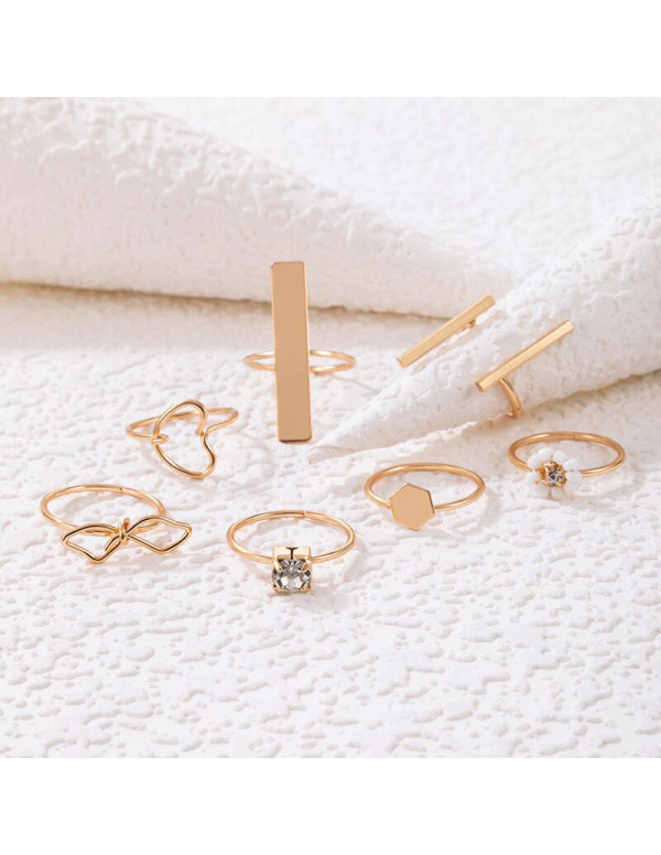 Jewels Galaxy Gold Plated Contemporary Stackable Rings Set of 7