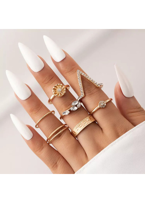 Jewels Galaxy Gold Plated Contemporary Stackable Rings Set of 7