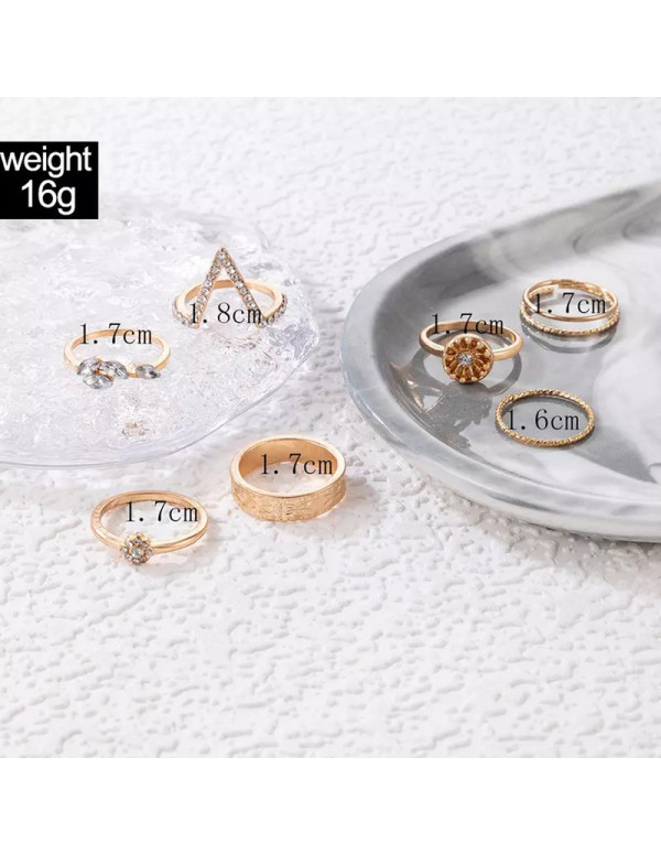 Jewels Galaxy Gold Plated Contemporary Stackable Rings Set of 7