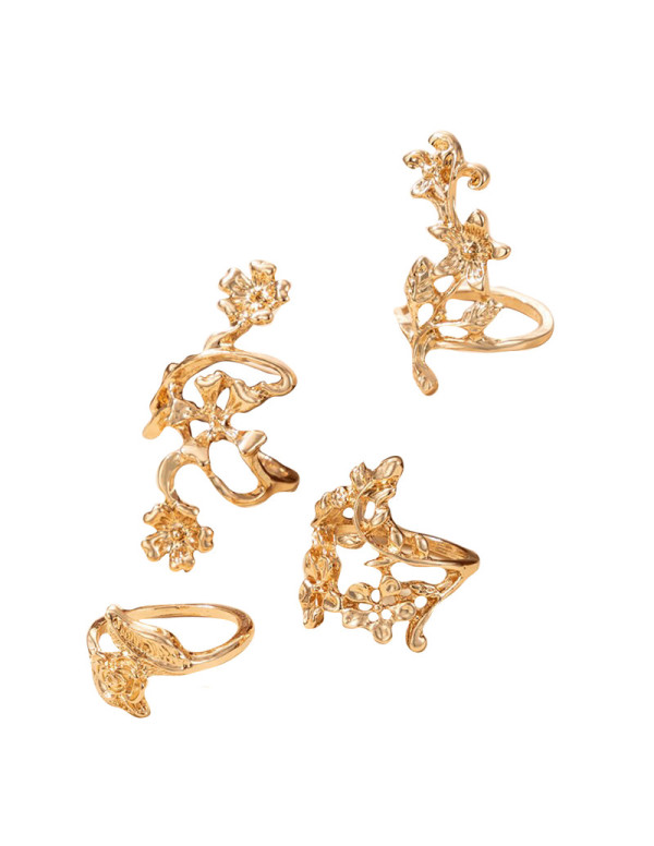 Jewels Galaxy Gold Plated Floral Contemporary Stac...