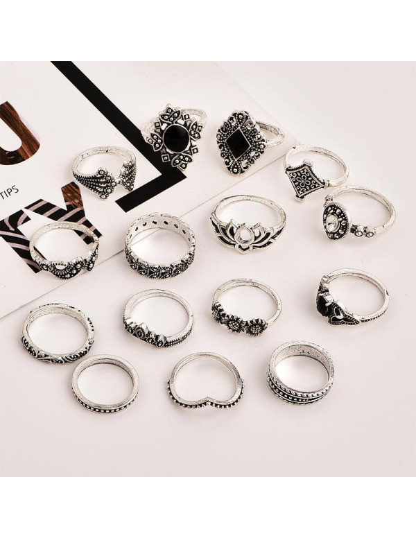 Jewels Galaxy Combo of 15 Silver Plated Mixed Size...