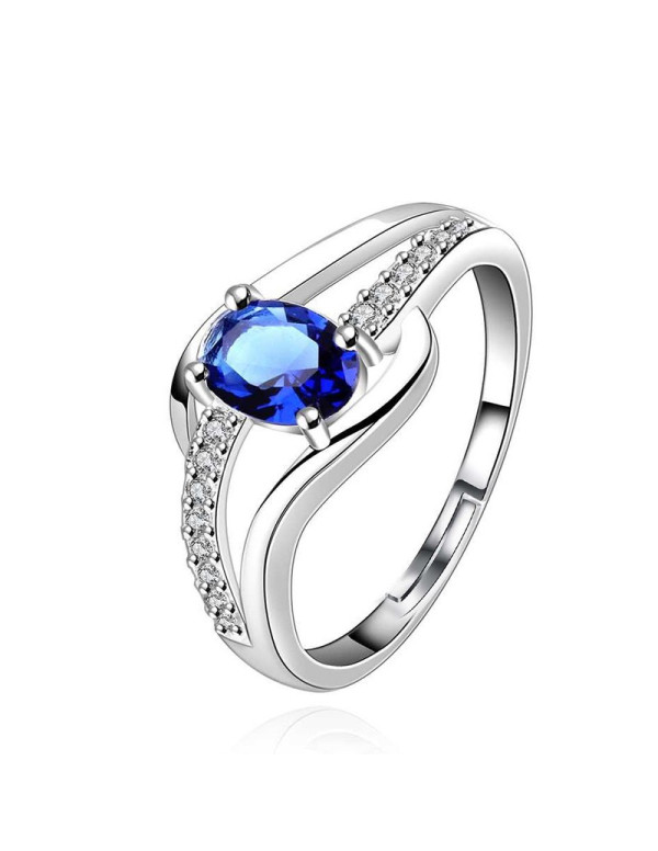 Jewels Galaxy Navy Blue Silver-Plated Stone-Studde...