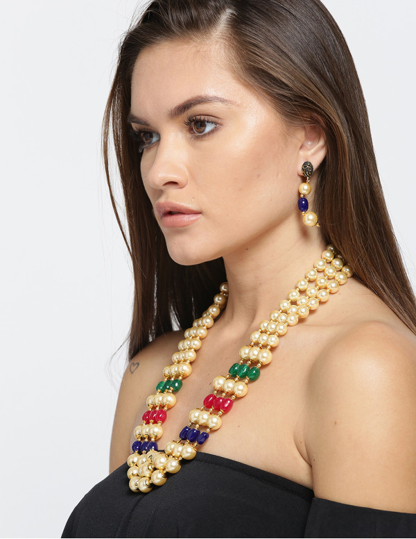 Jewels Galaxy Multicoloured Beaded Jewellery Set 1...