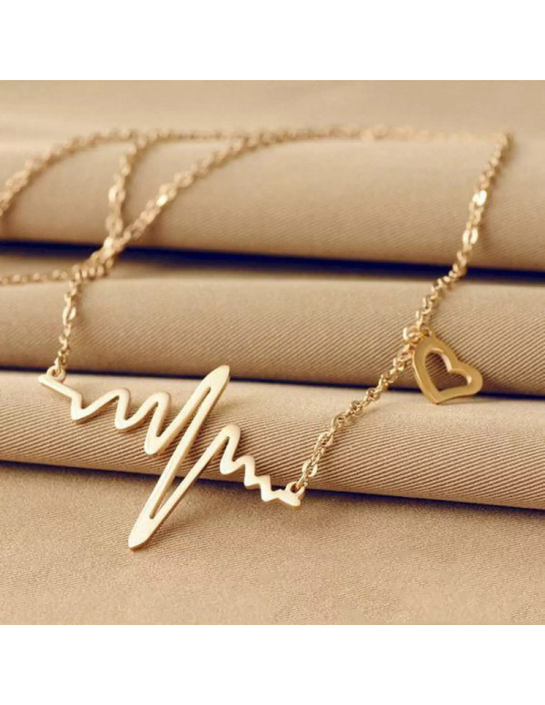 Jewels Galaxy Gold Plated Heartbeat with a Heart N...