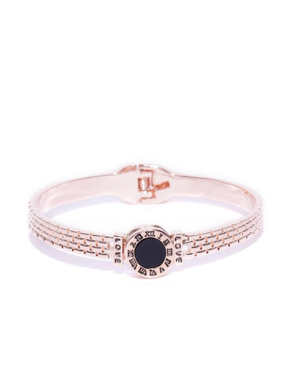 Black Rose Gold-Plated Handcrafted Stone-Studded C...