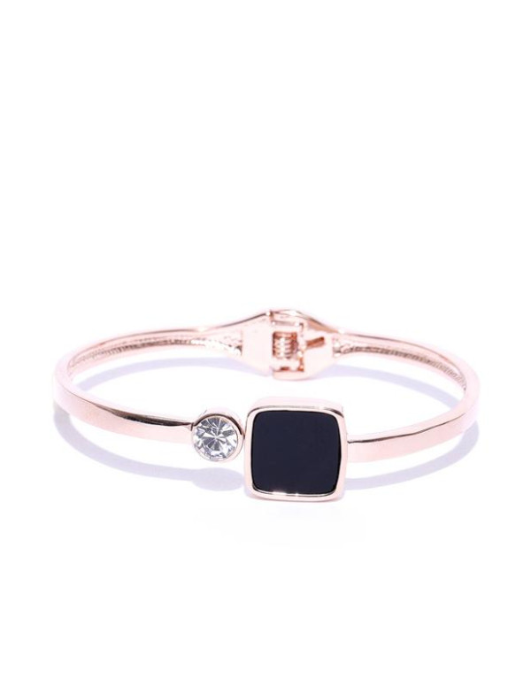 Black Rose Gold-Plated Handcrafted Stone-Studded C...