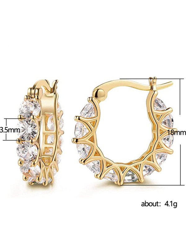 Jewels Galaxy Gold Plated American Diamond Studded Contemporary Hoop Earrings