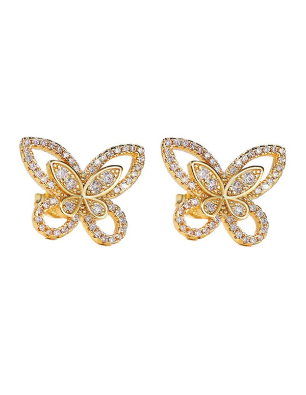 Jewels Galaxy Gold Plated American Diamond Studded Butterfly Shaped Korean Earrings