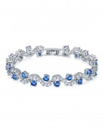 Jewels Galaxy Silver-Toned & Blue Rh...