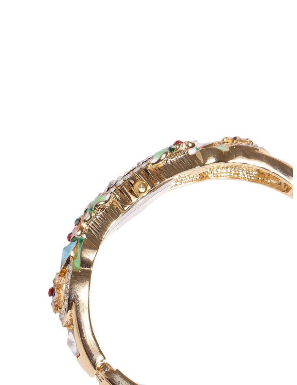 Jewels Galaxy Multicoloured Gold-Plated Brass Handcrafted Bangle-Style Bracelet cum Watch 9024