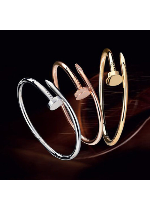 Jewels Galaxy Gold, Rose Gold and Silver Plated Stainless Steel Anti Tarnish Nail Bracelet Combo of 3