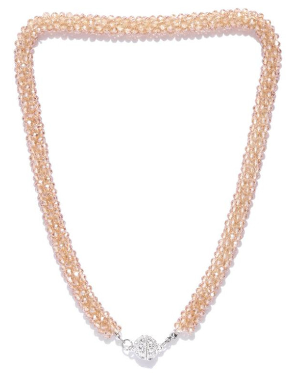 Gold-Toned Silver-Plated Beaded Handcrafted Neckla...