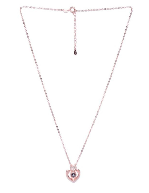 Black Rose Gold-Plated Stone-Studded Pendant with Chain 22004