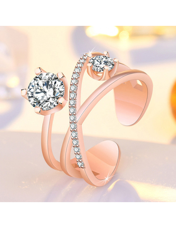 Jewels Galaxy Rose Gold Plated American Diamond St...