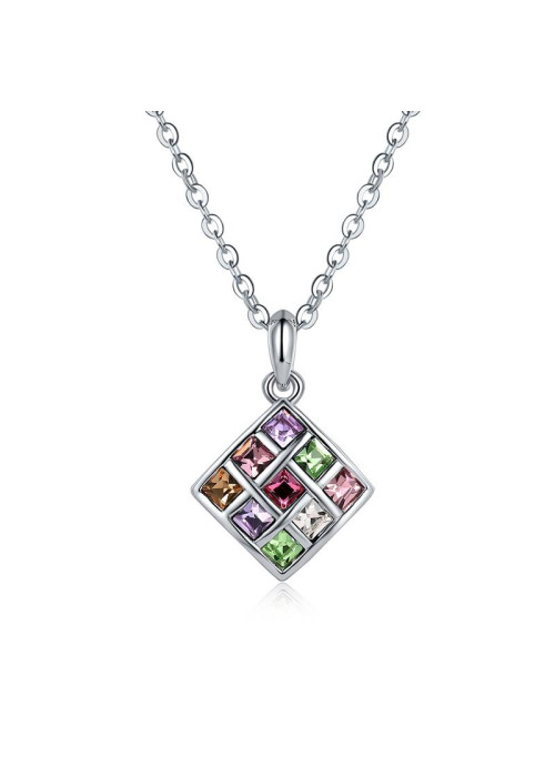 Rhodium-Plated Handcrafted Pendant with Crystals From Swarovski & Chain 27541