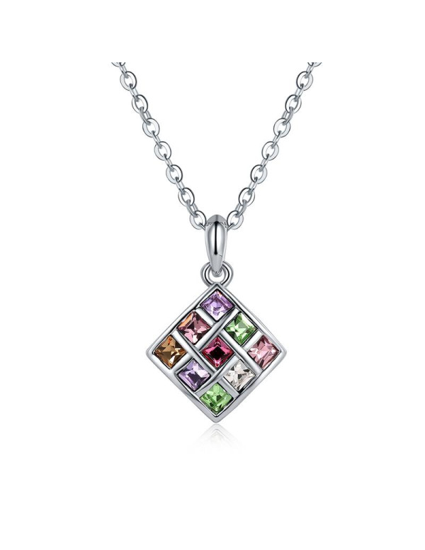 Rhodium-Plated Handcrafted Pendant with Crystals F...